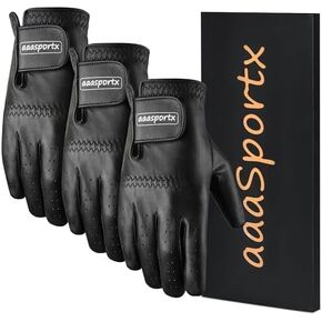 Golf Gloves Men 3 Pack for Golfer (Worn On Left/Right Hand) Golf Glove Breathable Comfotable Fit Great Golf Gifts