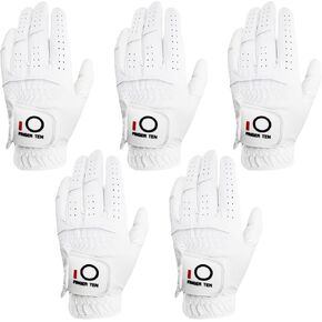 Golf Gloves Men Left Right Hand Value 5 Pack, Rain Grip All Weather Enhance Performance Comfortable, Fit Size Small Medium ML Large XL