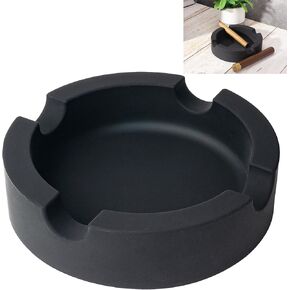 Outdoor Cigar Ashtrays Unbreakable Large Round Ring Gauge Silicone Ashtrays for Patio/Outside/Indoor/Home Decor with 4 Rest Cigar Holder Ash Tray Minimalistic