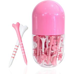 Pink White Plastic Golf Tees | Size 2-3/4 inch | Pack of 60 | Golf Accessories for Women Perfect Funny Gift for Any Golf Fan