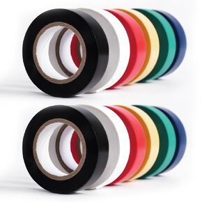 12 Pack Electrical Tape Colors, Voltage Level 600V Colored Tape Rolls, Colored Tape for Labeling, Electrical Tape Waterproof for Home Auto Circuit Wiring, 3/4 in x 65 ft
