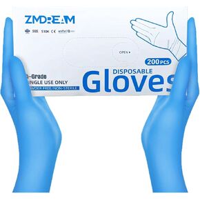 Box of 200 Nitrile Gloves Multi-Purpose Use for Cleaning Food Painting Blue 4 Sizes S M L XL 4 mil Thickness