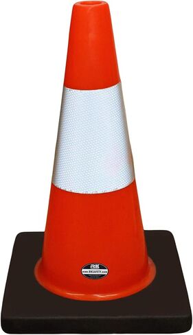 (Set of 24) 18" Rk Orange Safety Traffic PVC Cones, Black Base, with One Reflective Collar in Kuwait