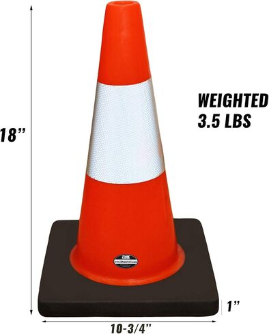 (Set of 24) 18" Rk Orange Safety Traffic PVC Cones, Black Base, with One Reflective Collar in Kuwait