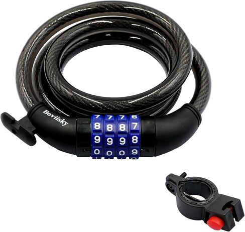 Bike Lock, Black Bike Lock Cable, Kids Bike Lock, 4 Digit Resettable Combination Bicycle Lock Cable, 4 Feet with Mounting Bracket, 1/2 Inch Diameter in Saudi Arabia