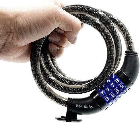 Bike Lock, Black Bike Lock Cable, Kids Bike Lock, 4 Digit Resettable Combination Bicycle Lock Cable, 4 Feet with Mounting Bracket, 1/2 Inch Diameter in Saudi Arabia