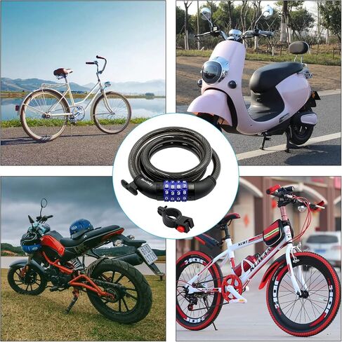 Bike Lock, Black Bike Lock Cable, Kids Bike Lock, 4 Digit Resettable Combination Bicycle Lock Cable, 4 Feet with Mounting Bracket, 1/2 Inch Diameter in Saudi Arabia
