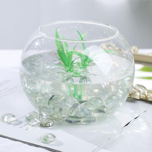 DomeStar 1LB رخام زجاجي مسطح، خرز زجاجي أزرق مائي، حشو مزهرية كبيرة، أحجار كريمة، حصى مزخرفة لطاولة حوض السمك ديكور المنزل DIY Craft in Kuwait