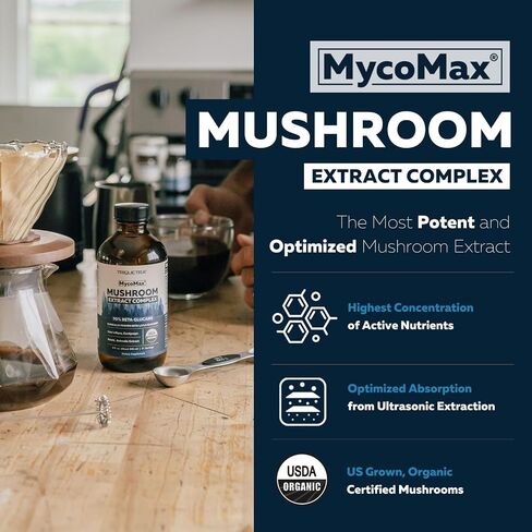 مجمع فطر MycoMax - 70% بيتا جلوكان، مكمل فطر أقصى فعالية، نمو أمريكي + استخلاص بالموجات فوق الصوتية - عرف الأسد، كورديسيبس، ريشي والمزيد - يعزز الإدراك والمناعة والطاقة - 8 أونصة. in Saudi Arabia