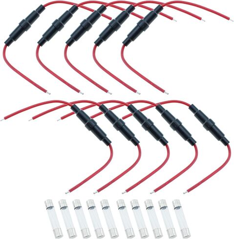 10PCS 6x30mm 16AWG Red and Black Wired Fuse Holder Inline Fuse Holder for Protecting Wires and Electrical Equipment in Saudi Arabia