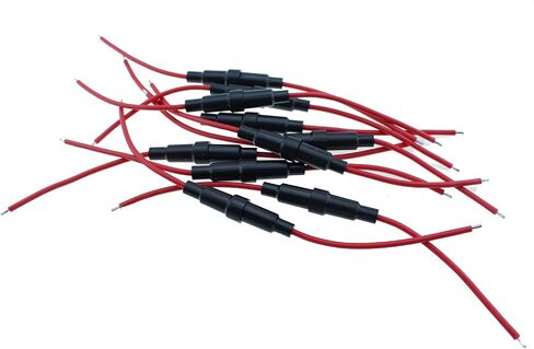 10PCS 6x30mm 16AWG Red and Black Wired Fuse Holder Inline Fuse Holder for Protecting Wires and Electrical Equipment in Saudi Arabia