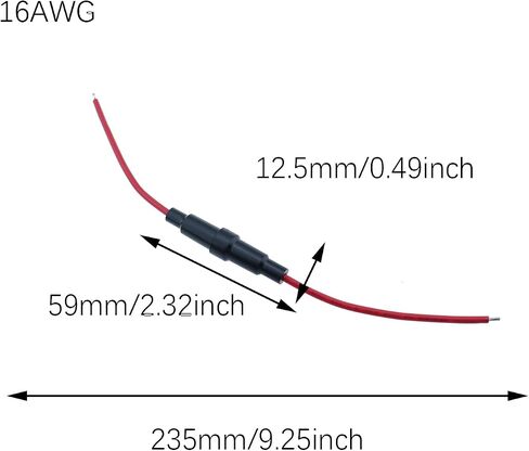 10PCS 6x30mm 16AWG Red and Black Wired Fuse Holder Inline Fuse Holder for Protecting Wires and Electrical Equipment in Saudi Arabia
