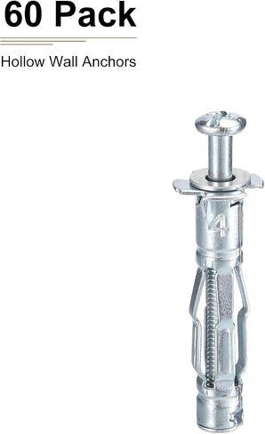 M4x38mm Hollow Wall Anchors - 5 Pack - Good for Hollow Wall Plaster Walls - Carbon Steel Hollow Drywall Anchors Screws, Silver in Saudi Arabia