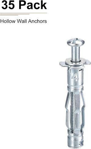 M4x38mm Hollow Wall Anchors - 5 Pack - Good for Hollow Wall Plaster Walls - Carbon Steel Hollow Drywall Anchors Screws, Silver in Saudi Arabia