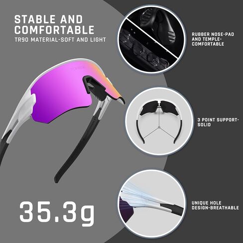 Sunglasses for Men Cycling Fishing Running Driving Baseball Anti-fog Sports Sunglasses UV Protection in Saudi Arabia