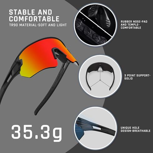 Sunglasses for Men Cycling Fishing Running Driving Baseball Anti-fog Sports Sunglasses UV Protection in Saudi Arabia