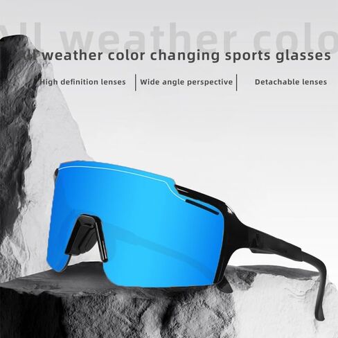 Motorcycle Riding Glasses Bike Goggles UV Protection【3 Replaceable Lens】 Multicolored eyewear For Cycling,Running,Fishing in Saudi Arabia
