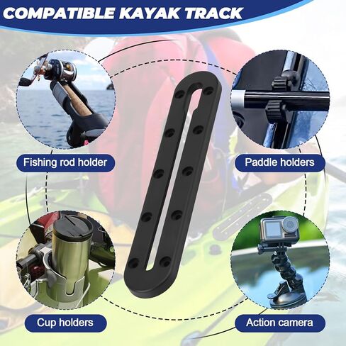 مسار كاياك، مسار كاياك منخفض المستوى، سكة كاياك، مسار تركيب ملحقات كاياك، مسار معدات كاياك 7.8 بوصة لحامل قضيب الصيد، مسار سكك كاياك لحاملي المجداف، صياد السمك، حامل الكأس، مرابط المرساة، قطعتان in Kuwait