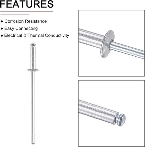 2.4mm x 9mm (DxL) Blind Rivets - 120Pack - Good for Machinery Joining - Aluminum Dome Open End Rivet in Saudi Arabia
