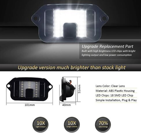 D-Lumina LED License Plate Lights Tag Lamp Assembly Compatible with Fo-rd Flex Focus Fusion Taurus Mus-tang Lincoln Mercury, 6000K White 2-Pieces in Saudi Arabia