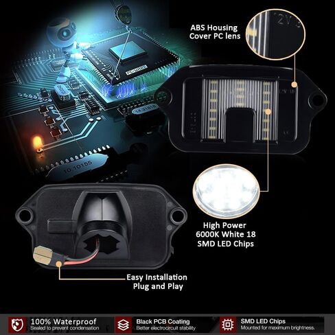 D-Lumina LED License Plate Lights Tag Lamp Assembly Compatible with Fo-rd Flex Focus Fusion Taurus Mus-tang Lincoln Mercury, 6000K White 2-Pieces in Saudi Arabia