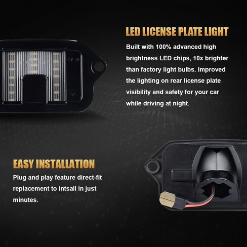 D-Lumina LED License Plate Lights Tag Lamp Assembly Compatible with Fo-rd Flex Focus Fusion Taurus Mus-tang Lincoln Mercury, 6000K White 2-Pieces in Saudi Arabia