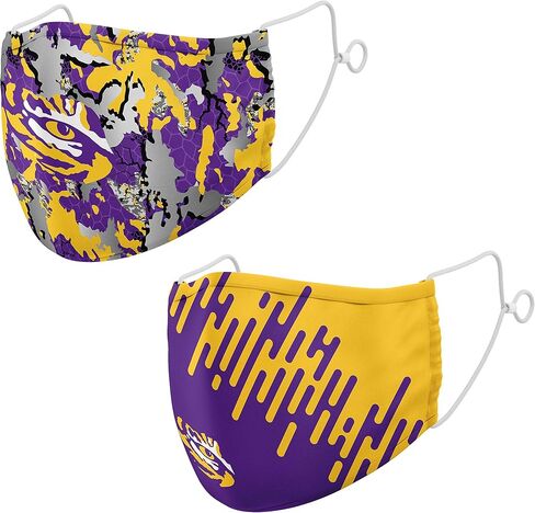 قناع الوجه ذو الطباعة الرقمية الملونة للجنسين من Top of the World NCAA LSU Tigers، عبوة من قطعتين، LSU Tigers Purple، مقاس واحد (MTW_310&320) in Kuwait
