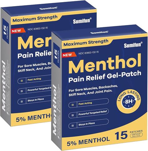 Sumifun Medicated Cold Hot Patches - 30 Count 5% Menthol Extra Strength Pain Relief Patches Powerful Targeted Relief for Simple Backaches, Joint Pain, Stiff Neck, Muscle Sore in Saudi Arabia
