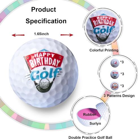 Happy Birthday Golf Ball Set for Golfer Novelty Gift for Dad Men Women Golf Ball Gift Set Double Practice Golf Ball in Saudi Arabia