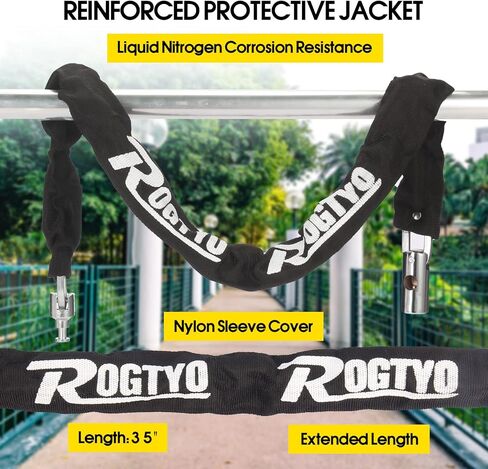 قفل سلسلة دراجة، قفل دراجة شديد التحمل مضاد للسرقة، قفل سلسلة دراجة مع مفتاحين للدراجة سكوتر للاستخدام في الهواء الطلق (2.9 قدم) - أسود in Kuwait