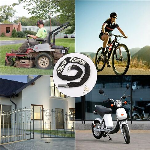 قفل سلسلة دراجة، قفل دراجة شديد التحمل مضاد للسرقة، قفل سلسلة دراجة مع مفتاحين للدراجة سكوتر للاستخدام في الهواء الطلق (2.9 قدم) - أسود in Kuwait