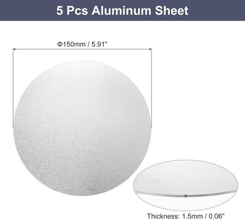 uxcell Aluminum Sheet, 10 Pcs 50mm Diameter x 1mm Thickness 1060 Aluminum Plate for Industrial, Silver Tone in Saudi Arabia