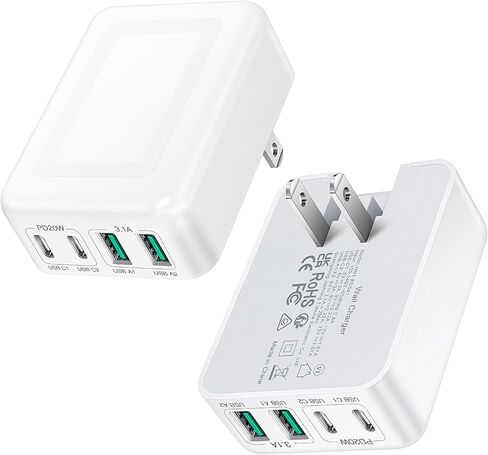 2Pack Flat USB C Charger Block, 40W 4Port Foldable+Slim Fast Charger Block in Saudi Arabia
