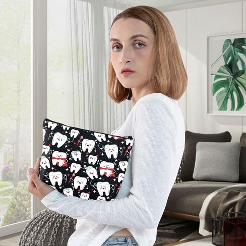 WZMPA Funny Dentist Cosmetic Bag Dental Assistant Gift Dental Hygienist Makeup Zipper Pouch Bag Dentist Graduation Gift (Dentist) in Kuwait