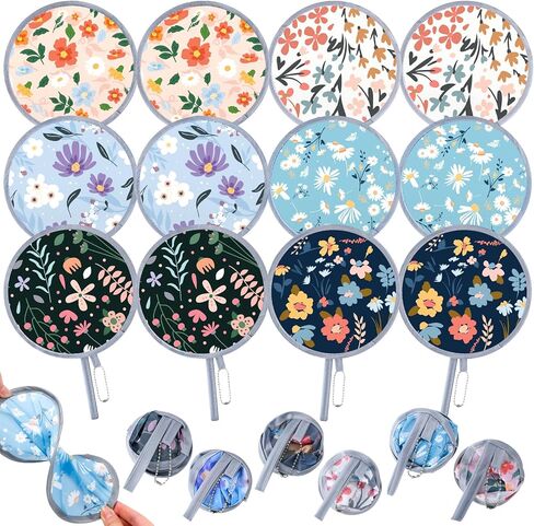 12 Pieces Abstract Styles Handheld Compact Cooling Fans Collapsible Round Fans Portable Hand Fan Folding for Outdoor Games Wedding Party Decorations Summer Outdoor Activity, 6 Styles in Saudi Arabia