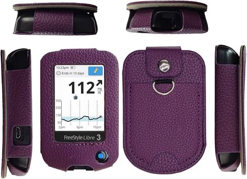 Fitted Leather Case W/Screen Protector & Pocket (Lanyard Included) for Freestyle Libre 3, Freestyle Libre 2 (Hot Pink) in Saudi Arabia