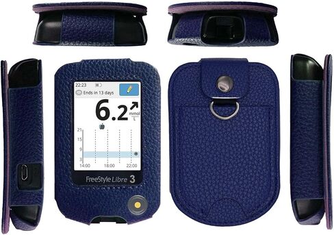 Fitted Leather Case W/Screen Protector & Pocket (Lanyard Included) for Freestyle Libre 3, Freestyle Libre 2 (Hot Pink) in Saudi Arabia