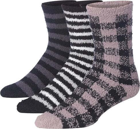 JAMES FIALLO Men's 3-Pairs Cozy Microfiber Anti-Skid Soft Fuzzy Crew Socks in Kuwait