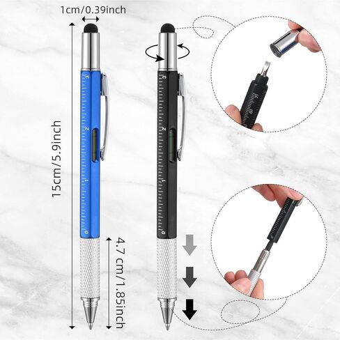 80 قطعة من هدايا أقلام الأدوات المتعددة لعيد الميلاد 6 في 1 مجموعة أقلام مفك براغي للرجال والأب قلم متعدد الوظائف مع مسطرة، مقياس المستوى، قلم حبر جاف لعيد الأب، 80 قطعة من عبوات الحبر الأسود in Kuwait