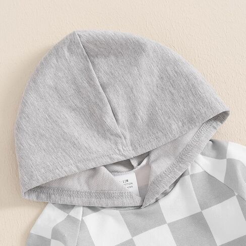 Ledy Champswiin Baby Boy Winter Clothes Sweatpants Set Checkered Sleeve Letter Hoodie Sweat Outfit Toddler Boy Clothing in Saudi Arabia