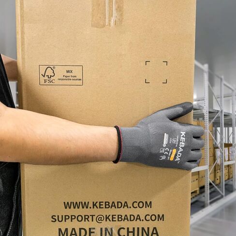 W1 Work Gloves for Men and Women with Grip,12 Pairs Bulk Pack Mechanic Gloves,PU Coating on Palm & Fingers,Breathable Mens Gardening Touchscreen,Lightweight,Gray Large in Saudi Arabia