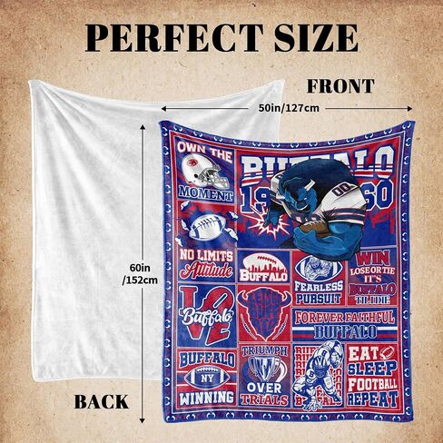Buffalo Gifts for Men Women, Buffalo Football Fans Flannel Blanket, Buffalo Gifts Ideas for Men Women Boys Kids Throw Blanket 60"x50" in Saudi Arabia