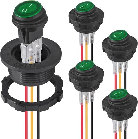 4PCS Round Rocker Switch 12V 20A with Shell 12V LED Rocker Toggle Switch Lighted ON Off SPST 3 Pin Rocker Switch 12 Volt Waterproof for Automotive Car Boat in Saudi Arabia