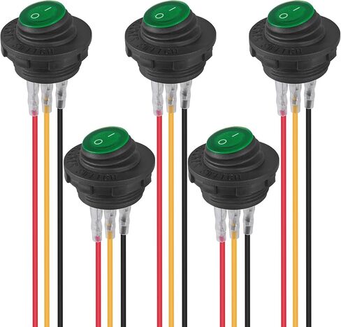 4PCS Round Rocker Switch 12V 20A with Shell 12V LED Rocker Toggle Switch Lighted ON Off SPST 3 Pin Rocker Switch 12 Volt Waterproof for Automotive Car Boat in Saudi Arabia