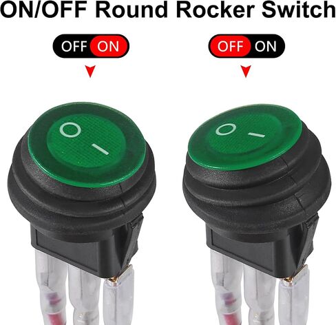 4PCS Round Rocker Switch 12V 20A with Shell 12V LED Rocker Toggle Switch Lighted ON Off SPST 3 Pin Rocker Switch 12 Volt Waterproof for Automotive Car Boat in Saudi Arabia