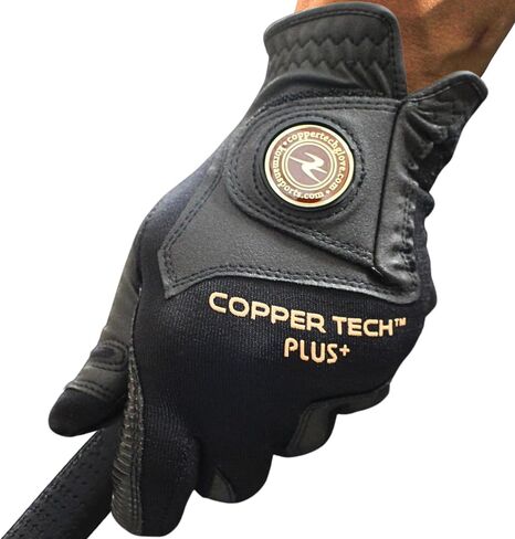 Copper Tech Men's Golf Gloves - Optimal Wrist Support with Copper Infused Thread - 100% AAA Synthetic Tacky Leather - Perfect for Summer & Fall Golfing - Golf Gloves Men (Hand Orientation: Both Hand) in Saudi Arabia