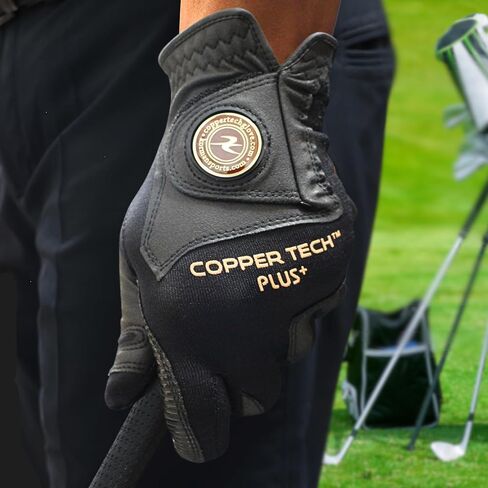 Copper Tech Men's Golf Gloves - Optimal Wrist Support with Copper Infused Thread - 100% AAA Synthetic Tacky Leather - Perfect for Summer & Fall Golfing - Golf Gloves Men (Hand Orientation: Both Hand) in Saudi Arabia