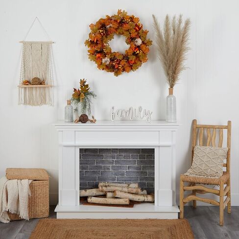 Nearly Natural 30in. Autumn Pumpkin and Maple Leaf Artificial Fall Wreath in Saudi Arabia