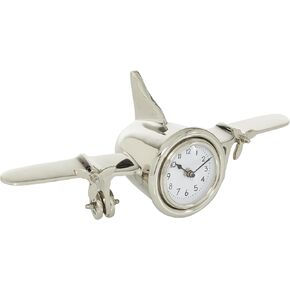 Deco 79 Aluminum Metal Airplane Clock, 16" x 6" x 6", Silver
