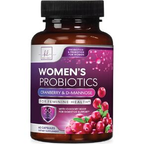 Hello Lovely! Probiotic for Women, 60 Billion CFU for pH Balance, Womens Probiotic and Prebiotics + Cranberry for Digestive Health, Vaginal, Urinary & Immune Support, Shelf Stable - 120 Capsules